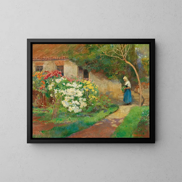 Boerderijtuin - Hugo Charlemont — ingelijst kunstwerk aan de muur