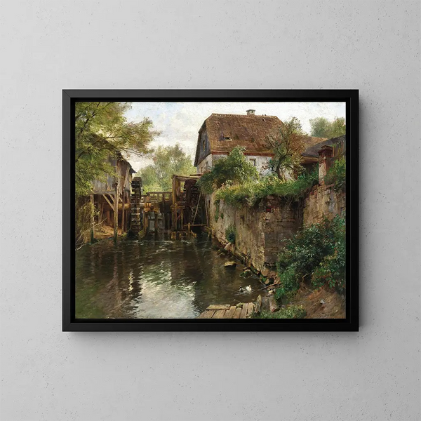 Een molen bij een beek - Hugo Darnaut — ingelijst kunstwerk aan de muur