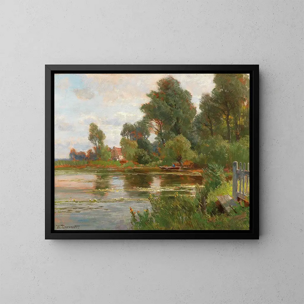 Aan de rand van de vijver - Hugo Darnaut — ingelijst kunstwerk aan de muur
