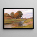 River landscape painting with a small herd of cows and a village in the background - Hugo Darnaut — framed artwork on a wall