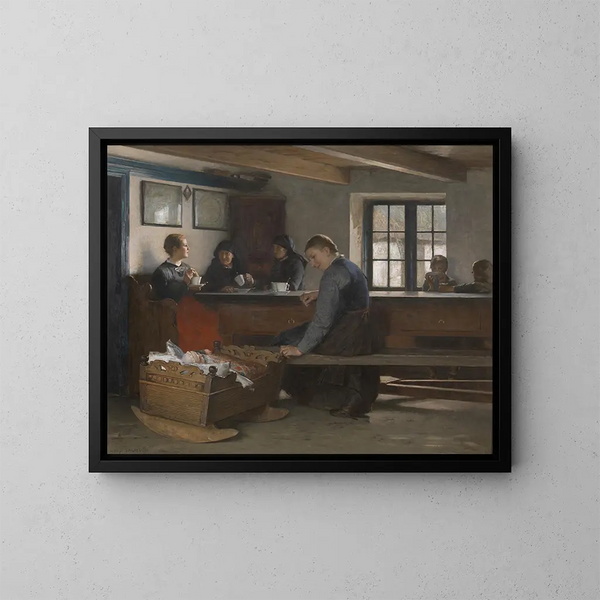 Bezoek aan de huurder - Hugo Salmson — ingelijst kunstwerk aan de muur