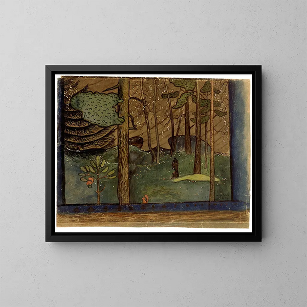 Herfst in het bos - Hugo Simberg — ingelijst kunstwerk aan de muur