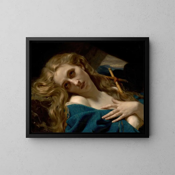 Marie Madeleine in de grot - Hugues Merle — ingelijst kunstwerk aan de muur