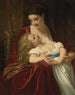 Affectie moeder - Hugues Merle — weergave van het kunstwerk