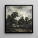 Hut among the trees - Meindert Hobbema — framed artwork on a wall