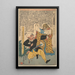 a Stranger and a Leopard Dressed as a Woman - Ichirysai Yoshitoyo — framed artwork on a wall