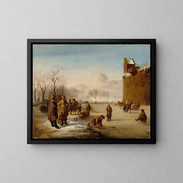 IJschaatsers - Ida Silfverberg — ingelijst kunstwerk aan de muur