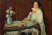 portret van de echtgenote aan tafel - Ignacy Piekowski — weergave van het kunstwerk
