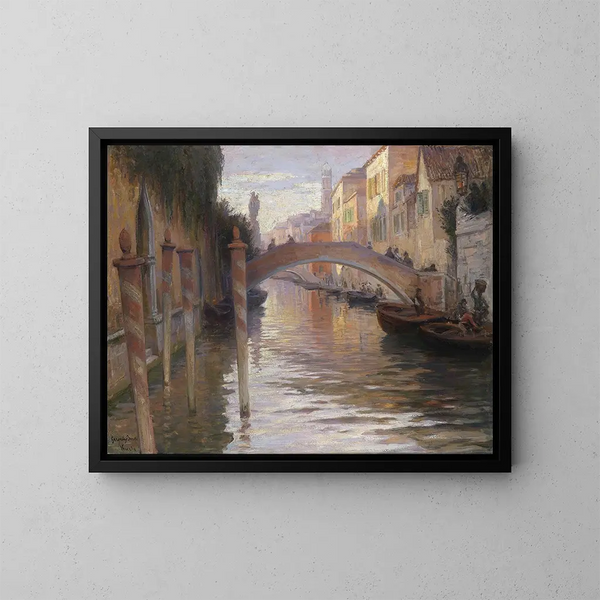 Atmosfeer van de avond in Venetië - Imre Gergely — ingelijst kunstwerk aan de muur