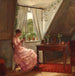 binnenkant met Anna Augusta bij een raam - Carl von Schmidt — weergave van het kunstwerk
