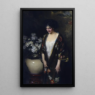 Irving Ramsay Wiles - Brown Kimono Portrait of Kathryn Beta la Forque.webp