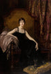 Portret van een elegante dame en haar hond - Isaac Cohen — weergave van het kunstwerk