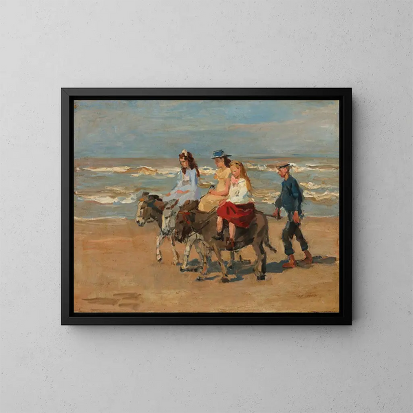 Een wandeling op een ezel op het strand van Scheveningen - Isaac Israëls | Reproduction — ingelijst kunstwerk aan de muur