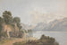 Landschap met bergmeer, deur en figuren - Isaac Weld — weergave van het kunstwerk