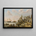 Landschapschilderij met een kustlandschap, een galjoot, een Engelse fregat en een boot in ruwe wateren - Isaac Willaerts — ingelijst kunstwerk aan de muur