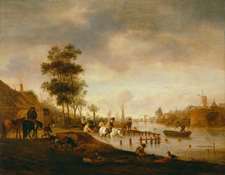 Isaac van Ostade - River Landscape With Swimmers.webp