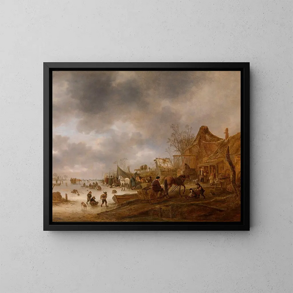Winterlandschap - Isaac van Ostade — ingelijst kunstwerk aan de muur