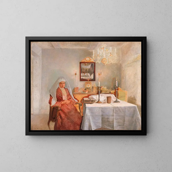 Vrijdagavond - Isidor Kaufmann — ingelijst kunstwerk aan de muur
