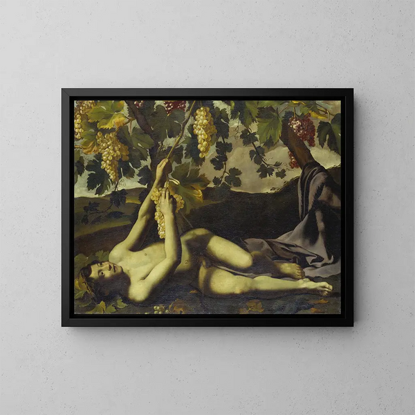 De Jonge Bacchus - Italiaanse School — ingelijst kunstwerk aan de muur