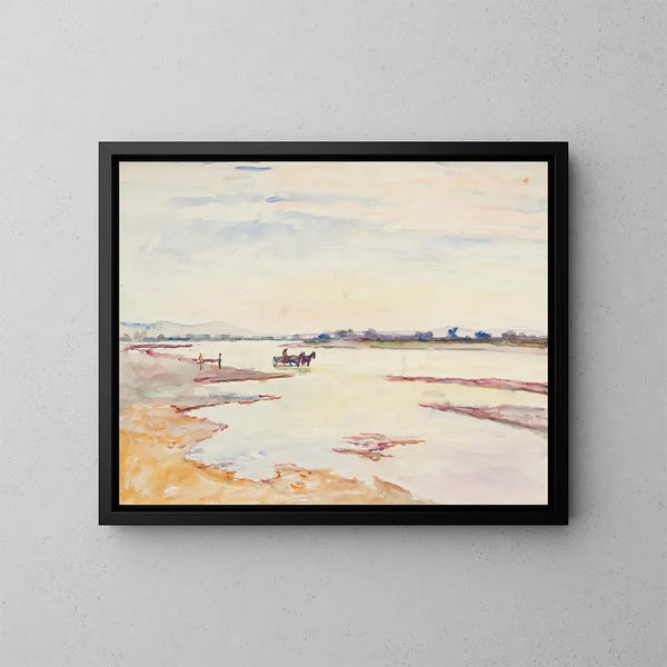 Landschap met rivier - Ivan Ivanec — ingelijst kunstwerk aan de muur