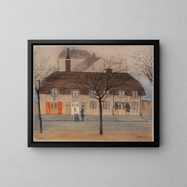 van een vrouwelijk huishoudster en politieagent - Ivar Arosenius — ingelijst kunstwerk aan de muur