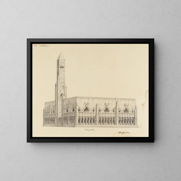 project voor het stadhuis - JAG Acke — ingelijst kunstwerk aan de muur