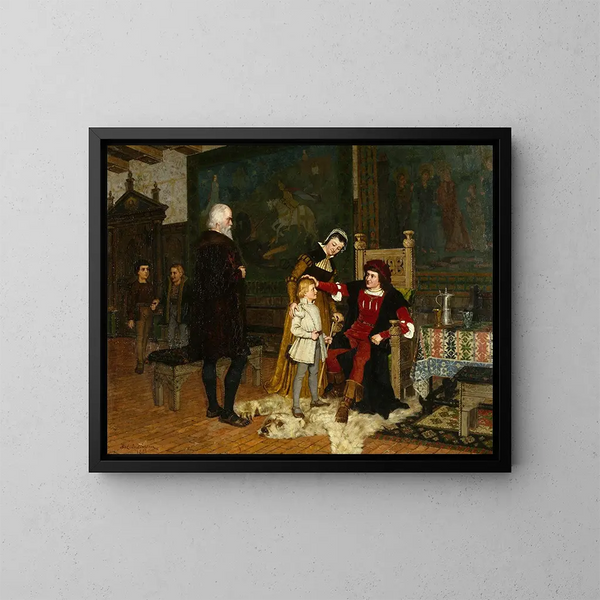 De koning Gustav Vasa van Zweden gepresenteerd aan koning Hans - JAG Acke — ingelijst kunstwerk aan de muur