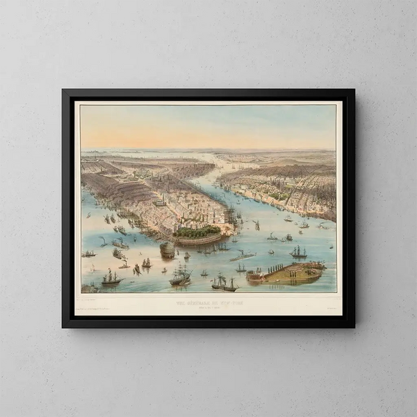 Algemene weergave van New York - J Bachmann — ingelijst kunstwerk aan de muur