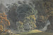 rivierlandschap met waterval en grote bomen - J. S. Barth — weergave van het kunstwerk