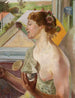 Zeepbellen Vrouw met een kopje - Jacek Malczewski — weergave van het kunstwerk