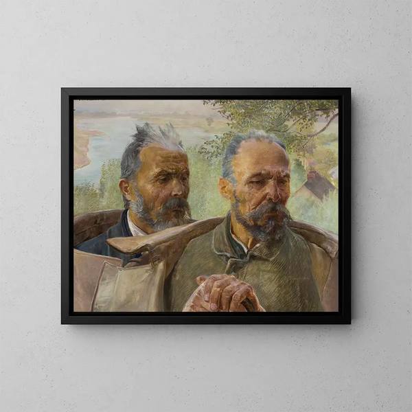 Twee oude mannenhoofden - Jacek Malczewski — ingelijst kunstwerk aan de muur