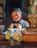 schets van een vrouw aan tafel - Jacek Malczewski — weergave van het kunstwerk