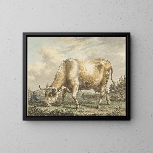 Koe graast - Jacob Cats — ingelijst kunstwerk aan de muur