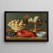 Still Life with Lobster, Fruits, and a Gilded Tazza - Jacob Foppens van Es — framed artwork on a wall