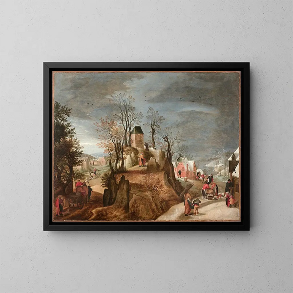 van de Seizoenen Allegorie in een landschap - Jacob Grimmer — ingelijst kunstwerk aan de muur