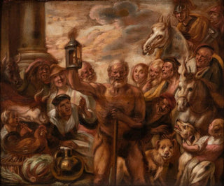 Jacob Jordaens - Diogenes Searching for an Honest Man.webp