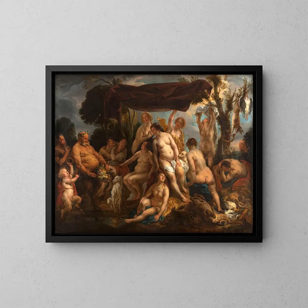 Het rusten van Diana - Jacob Jordaens — ingelijst kunstwerk aan de muur