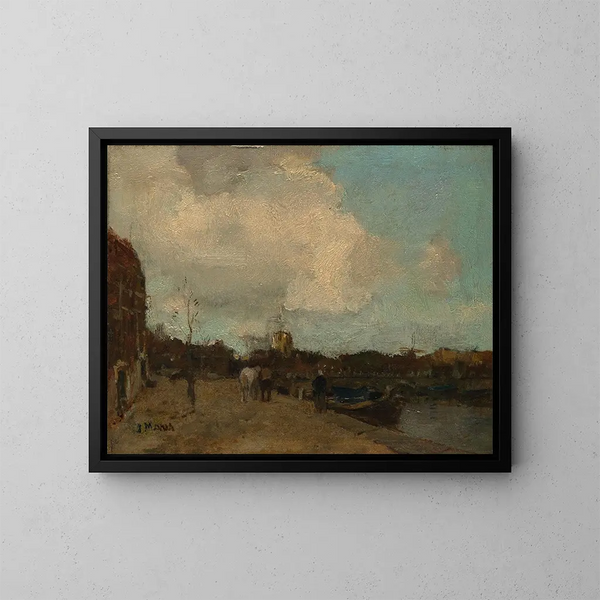 Oever van het kanaal - Jacob Maris — ingelijst kunstwerk aan de muur