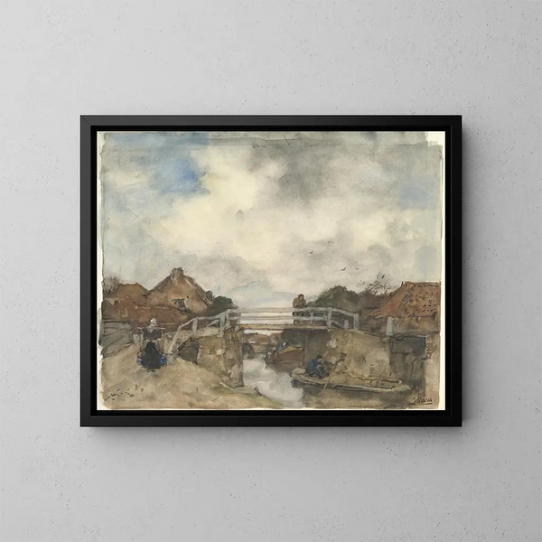Nederlands kanaal in Rijswijk - Jacob Maris — ingelijst kunstwerk aan de muur
