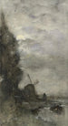 Landschap met molen bij maanlicht - Jacob Maris — weergave van het kunstwerk