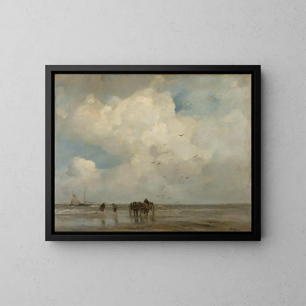 Schelpen verzamelen - Jacob Maris — ingelijst kunstwerk aan de muur