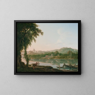 Jacob More - A distant view of Rome across the Tiber.webp