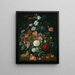 Natuurschilderij van bloemen in een vaas op een stenen rand met een maïskolf en een slak - Jacob Rootius — ingelijst kunstwerk aan de muur