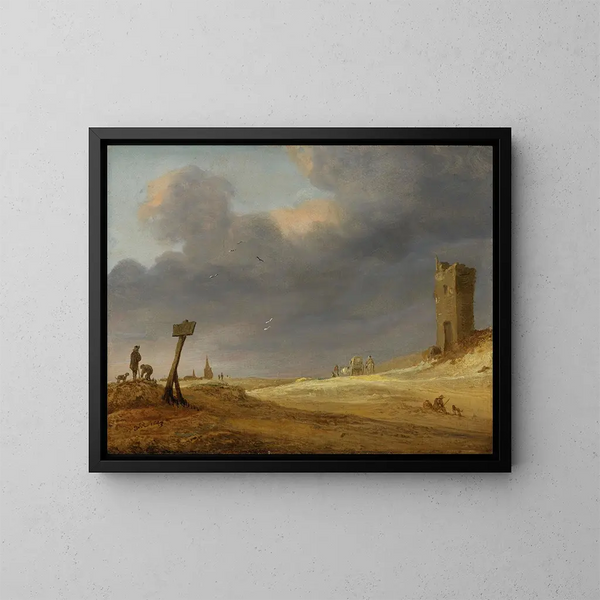 van een duinenlandschap - Jacob Salomonsz van Ruysdael — ingelijst kunstwerk aan de muur