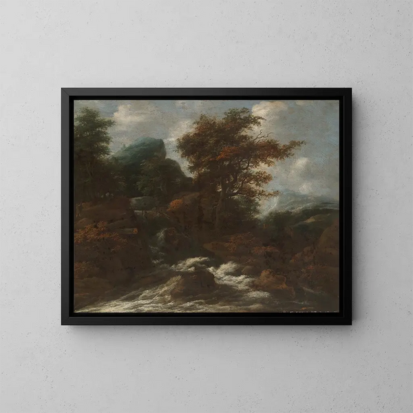 Landschap met watervallen - Jacob Salomonsz van Ruysdael — ingelijst kunstwerk aan de muur