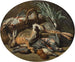 Compositie met boek, vogels en fruitsmand en Compositie met vissen en groenten - Jacob van der Kerckhoven — weergave van het kunstwerk