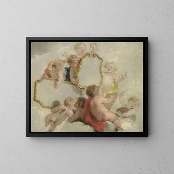Putti met spiegels - Jacob de Wit — ingelijst kunstwerk aan de muur
