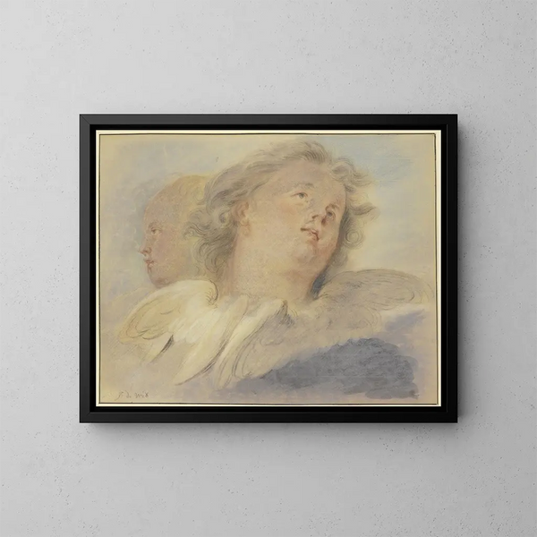 Twee engelkoppen - Jacob de Wit — ingelijst kunstwerk aan de muur