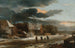 Winterlandschap met een dorp en een bevroren kanaal - Jacob van Ruisdael — weergave van het kunstwerk