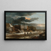 Winterlandschap met een dorp en een bevroren kanaal - Jacob van Ruisdael — ingelijst kunstwerk aan de muur